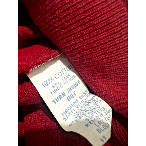 Isle of Cotton Men’s V-Neck Sweater Burgundy Red 100% Cotton Size Large USA Made - Picture 3 of 6